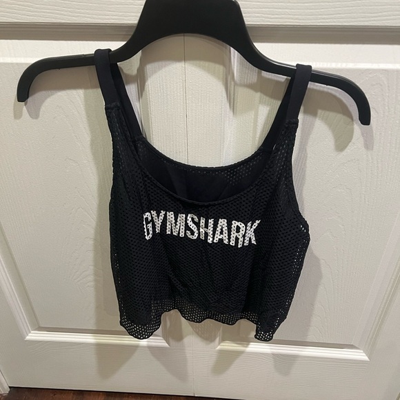 Gymshark Black Mesh Crop Top - Picture 1 of 5